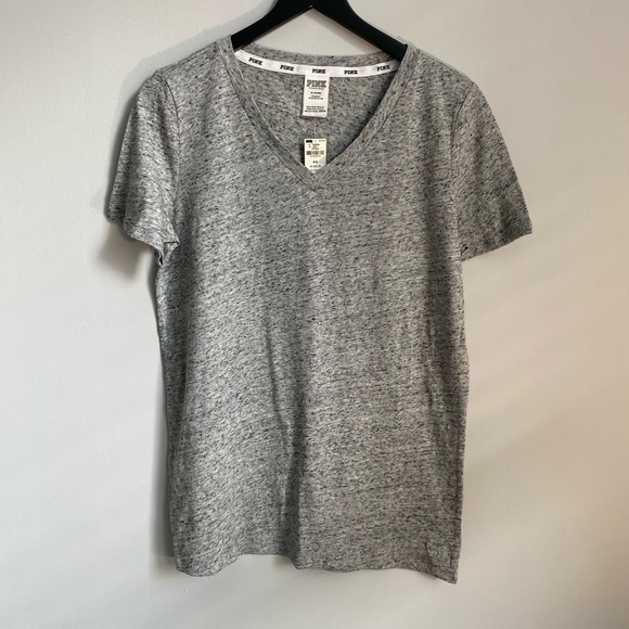 PINK Victoria's Secret Tops - VS PINK Gray V Neck Tee Shirt